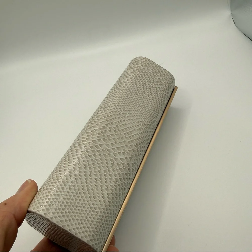 Jimmy Choo‎ Textured Eyeglasses Case Cream Snakeskin Embossed w/ Gold Logo